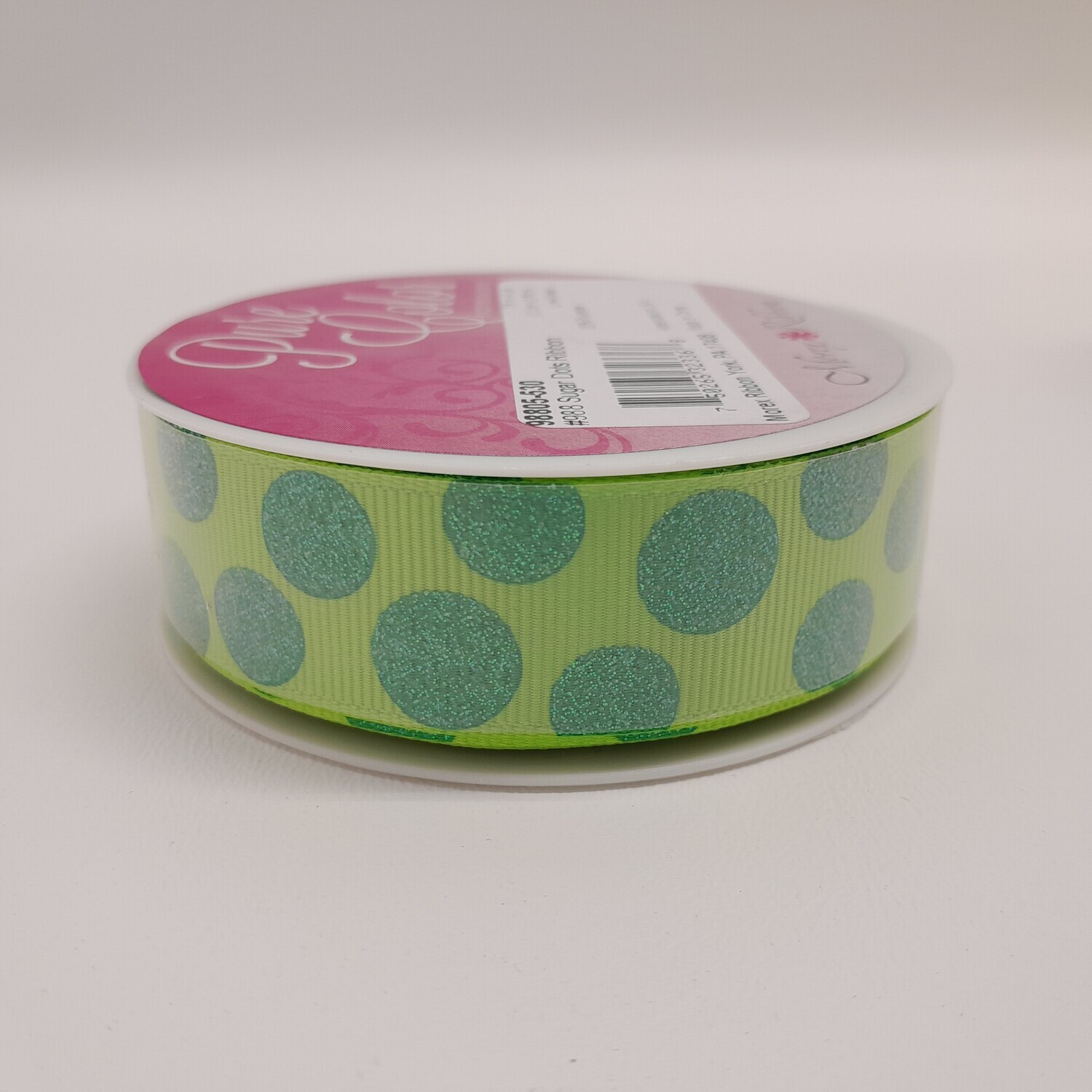 7/8&quot;x4yd Sugar Dots Ribbon Lime