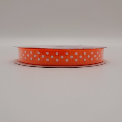 3/8&quot;x5yd Swiss Dot Ribbon Tangerine/White