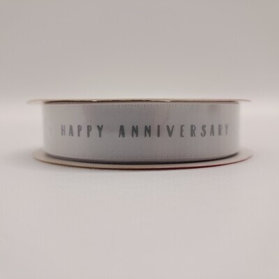 5/8&quot;x6yd Happy Anniversary Ribbon Silver