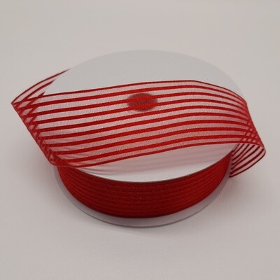 1.5&quot;x50yd Sheer Stripe Ribbon Red