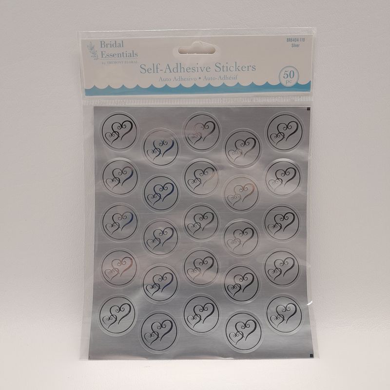 50pc 1&quot; Double Heart Seal Silver