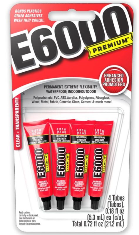 4pc 0.18oz Mini E6000 Premium Clear Adhesive