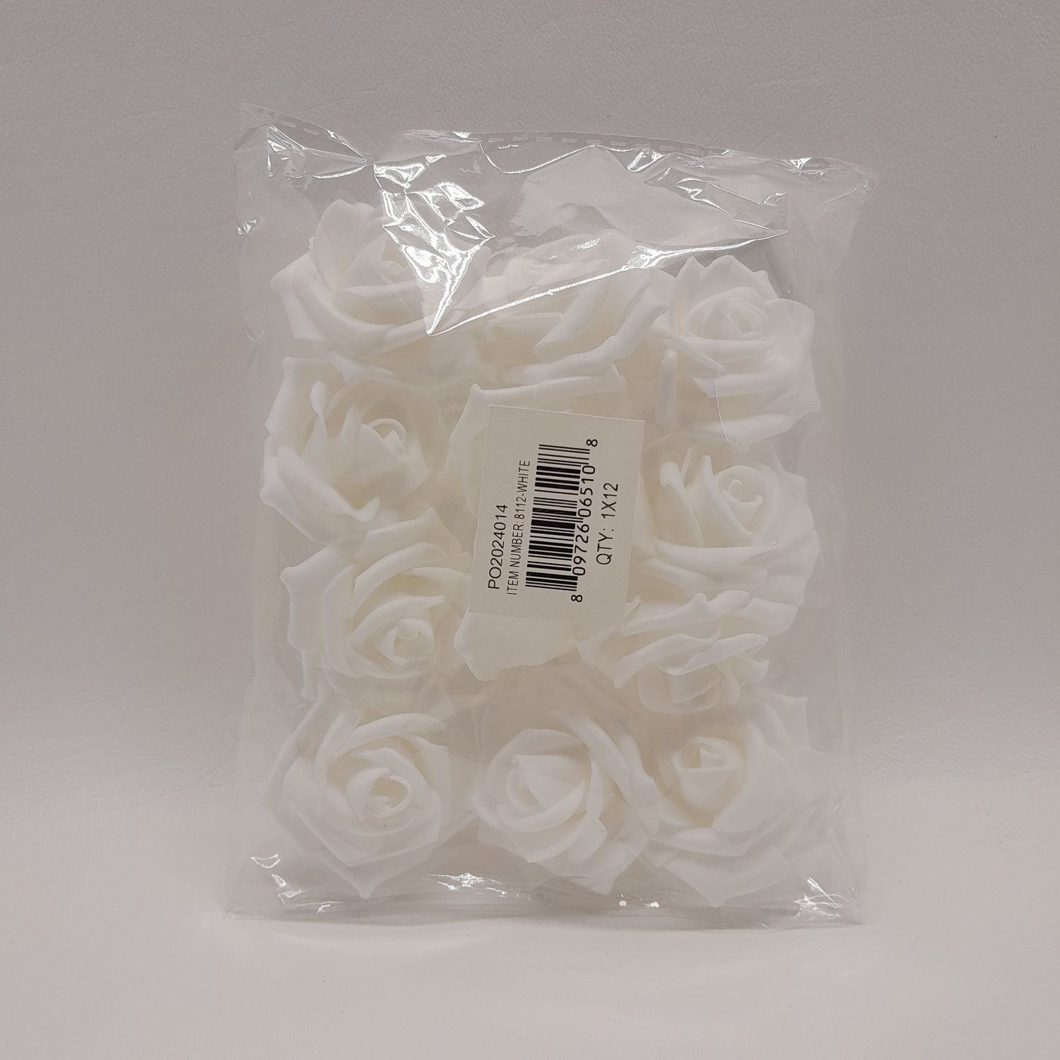 12pc 1.75&quot; Foam Rose Heads White