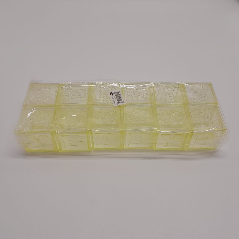 12pc 1.75&quot; Plastic Baby Block Containers Yellow