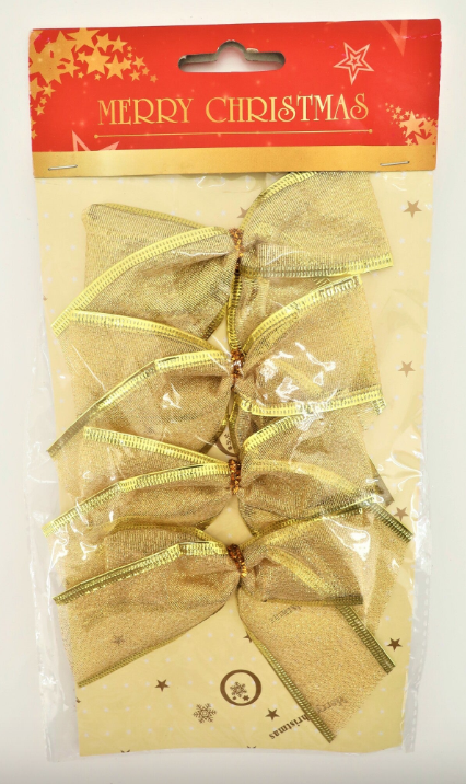 4pc 4&quot; Bows Gold