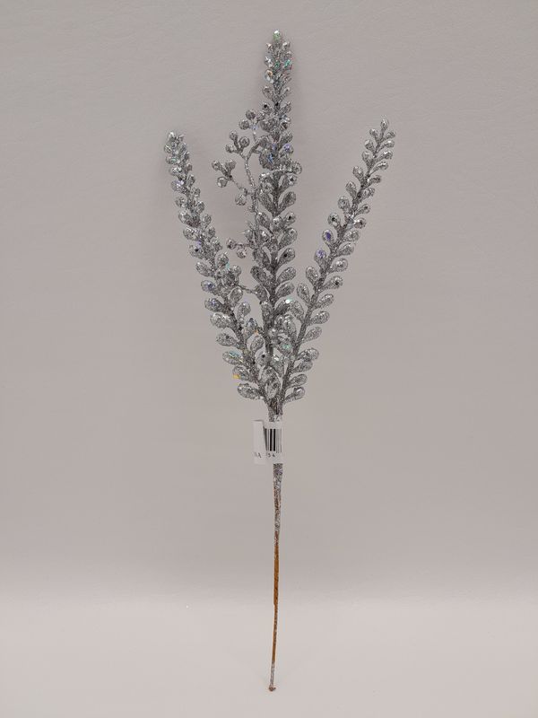 15.5&quot; Glitter Laurel Fern Pick Silver