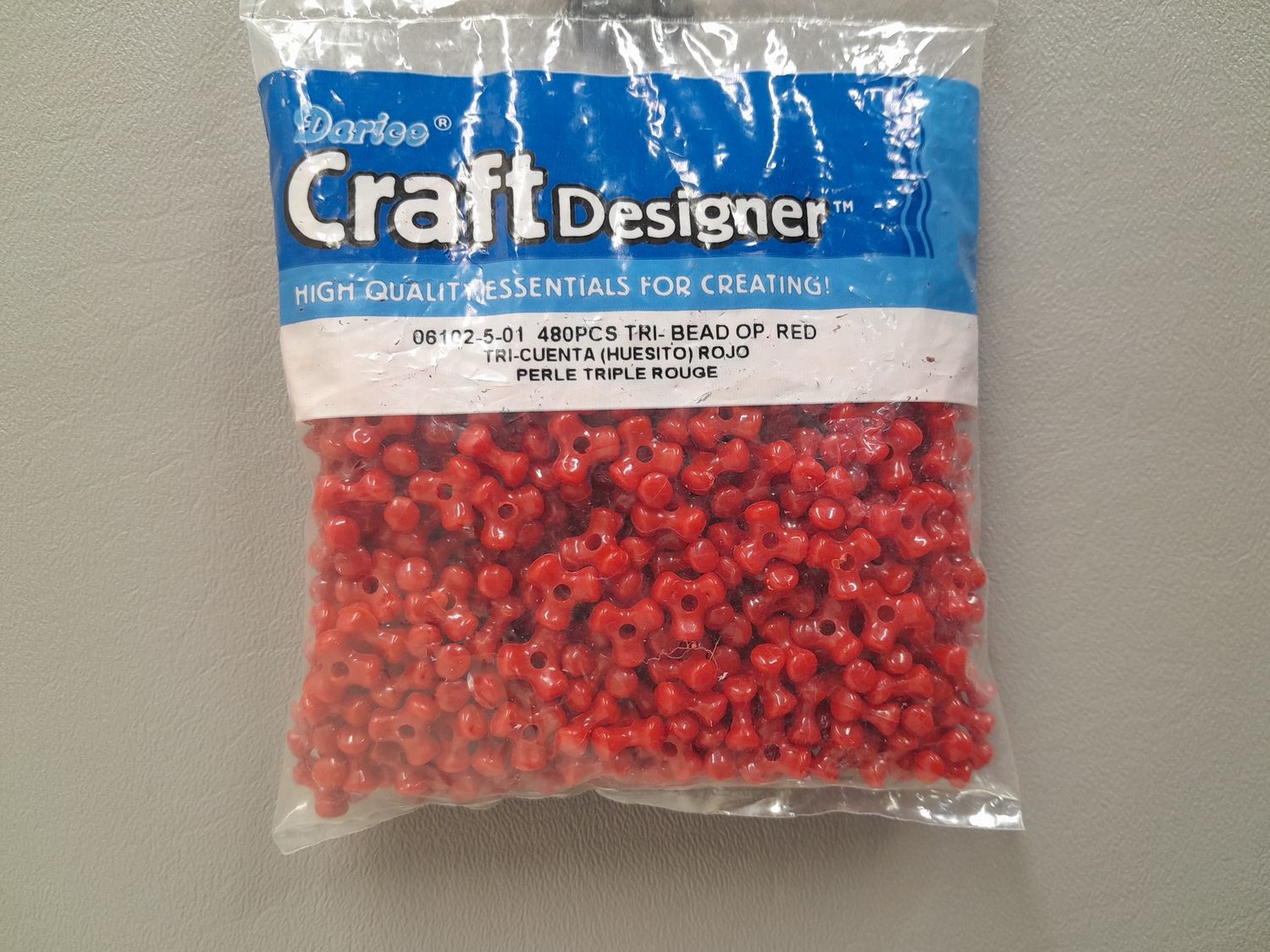 480pc Tri Beads Opaque Red