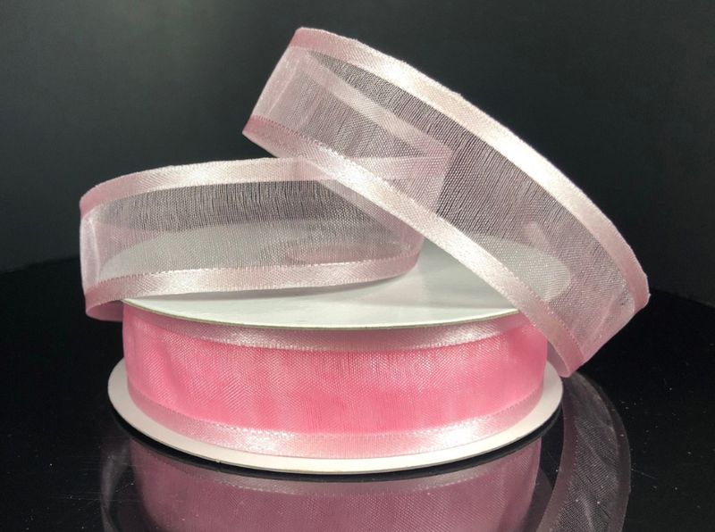 7/8&quot;x25yd Satin Edge Sheer Light Pink