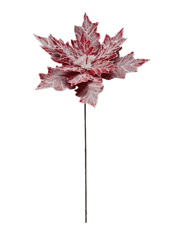 24&quot; Snowy Poinsettia Red/White