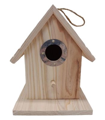 6&quot;x5.5&quot;x7&quot; Wood Birdhouse w/Metal Hole