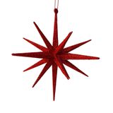 6&quot;x6&quot; Plastic Glitter Moravian Star Ornament Red