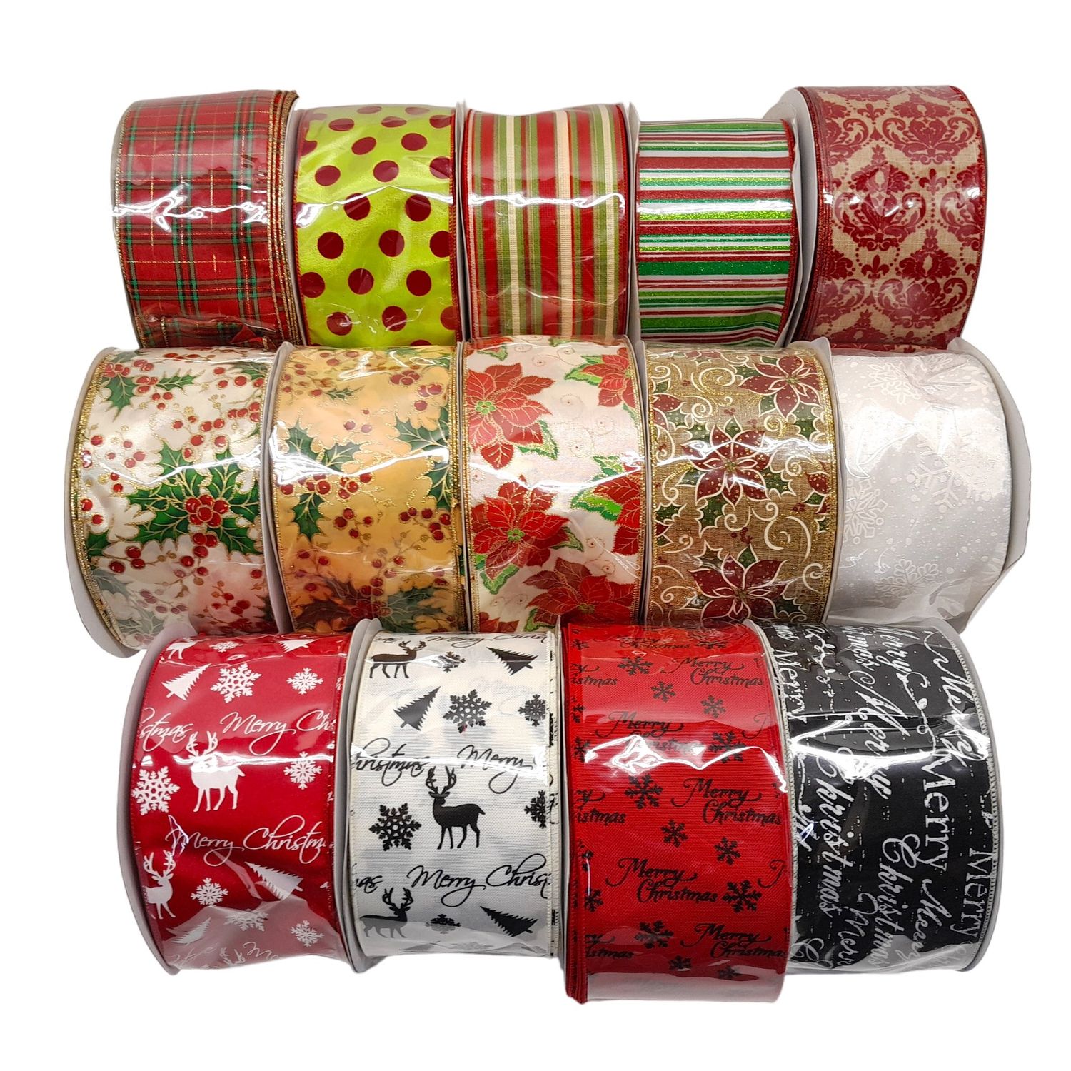 4&quot;x50yd Assorted Wired  Ribbon Christmas