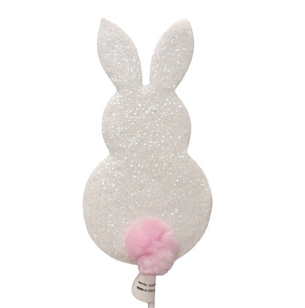 18&quot; Glitter Bunny Pick Pink/White