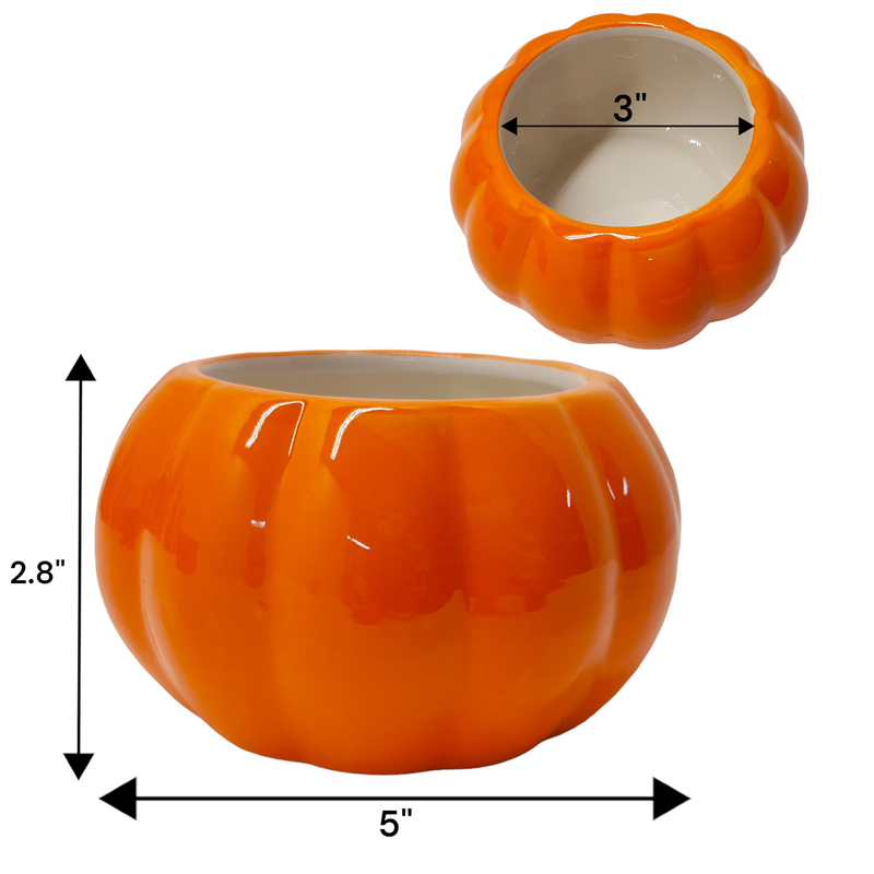 5&quot; Ceramic Pumpkin Container Orange