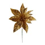 10&quot; Glitter Poinsettia Pick w/6.5&quot; Head Gold