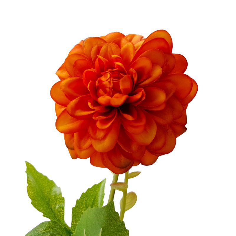 18&quot; Dahlia Stem w/3&quot; Head Orange Rust