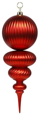 17&quot; Vertical/Swirl Stripe Ball/Finial Red