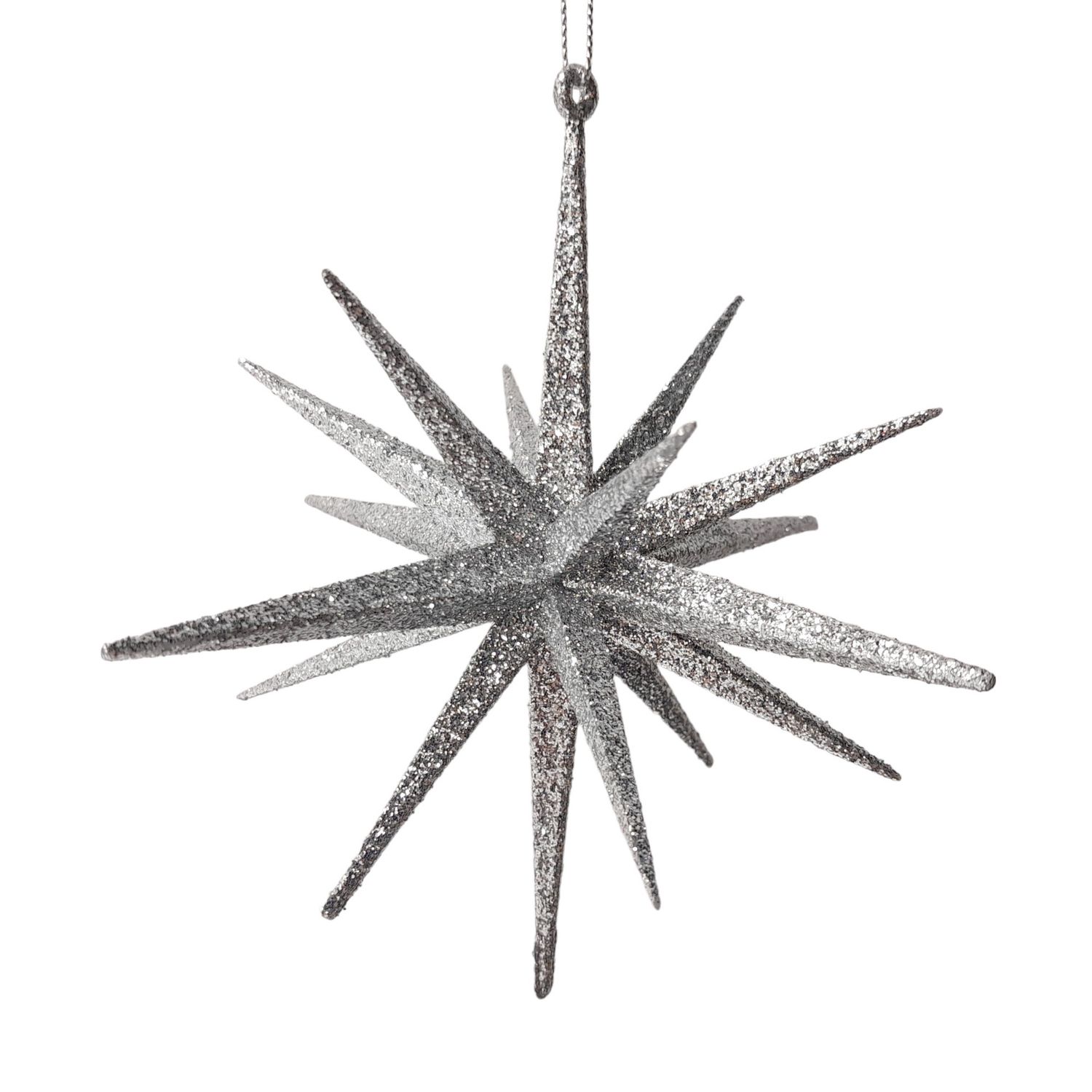 6&quot;x6&quot; Plastic Glitter Moravian Star Ornament Silver