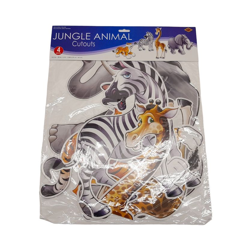 4pc 15.5&quot;-25&quot; Double Sided Jungle Animal Cutouts