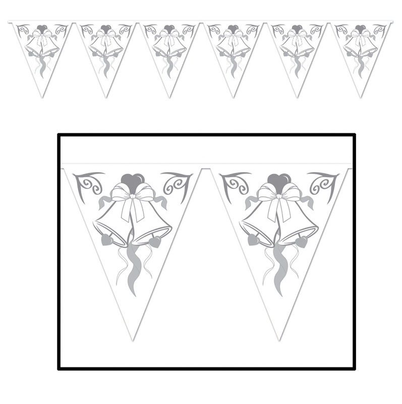 12&#39; Wedding Bell Pennant Banner White