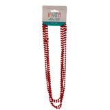 4pc 32&quot; Plastic Metallic Bead Necklace Red