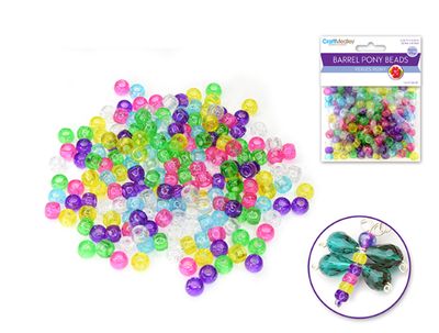 175pc 9mm x 6mm Pony Beads Sparkle Multi Mix