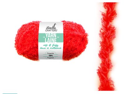 50g - Approx. 41.6yd 100% Polyester Soft &amp; Fluffy Yarn  Really Red