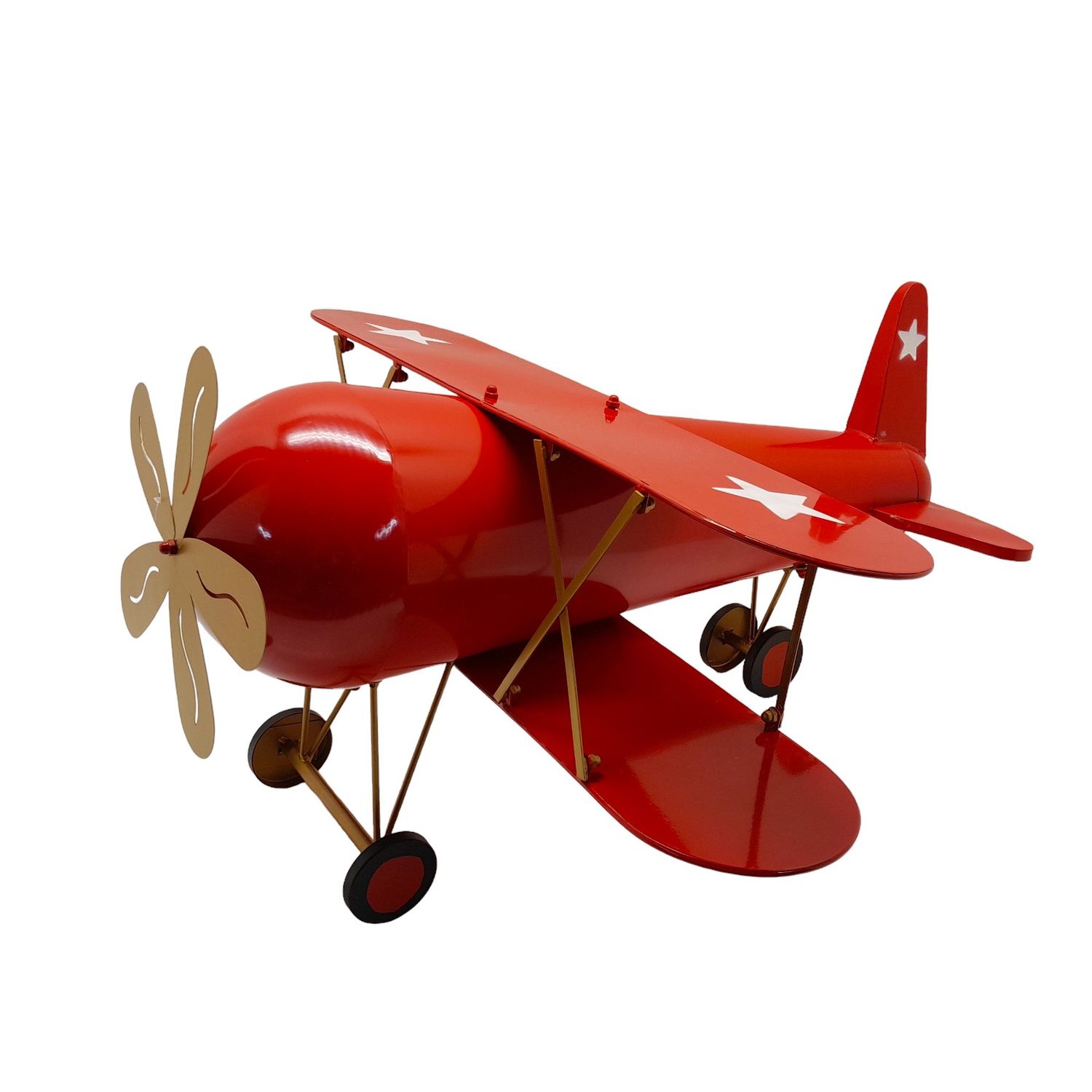 *29&quot;x27.5&quot;x17&quot; Metal Airplane Red/Gold