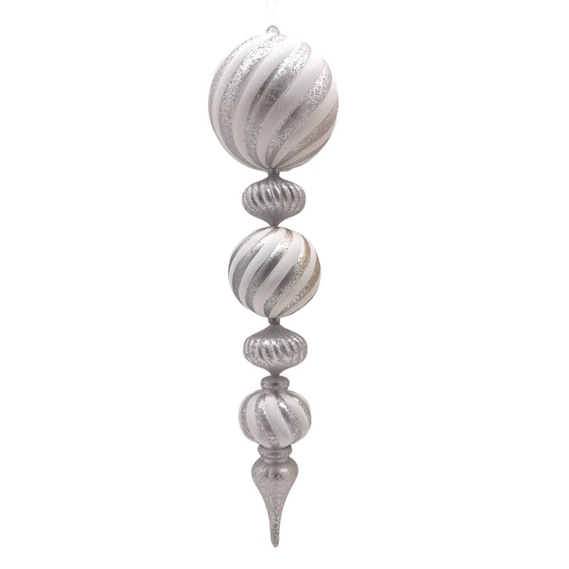 7.5&quot;x30&quot; Glitter Finial Ornament White/Silver