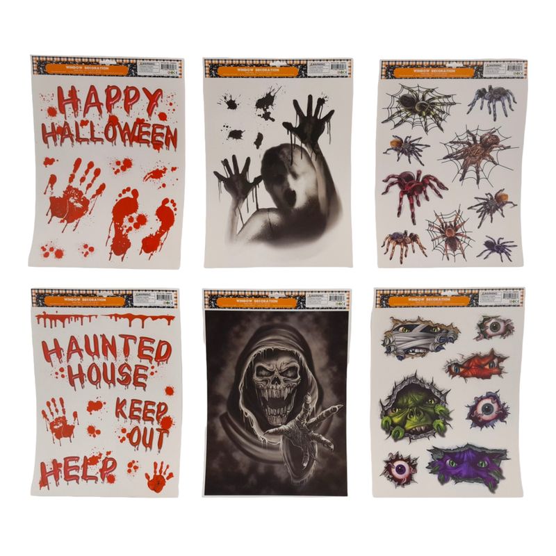 Halloween Horror Window Clings Assorted