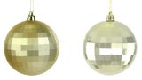 100mm Disco Ball Ornament Lt. Gold Assorted Matte or Shiny