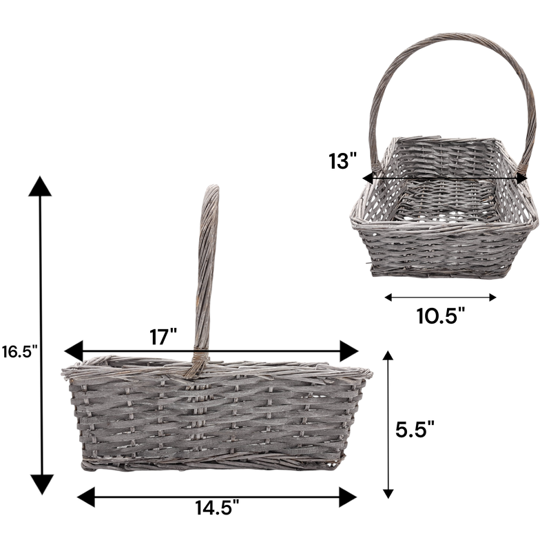 Single Handle Rectangle Basket Grey 4128 (LG)