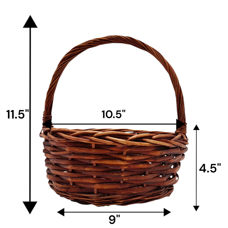 Single Handle Round Heavy Willow Basket Dark Brown 22101 (SM)