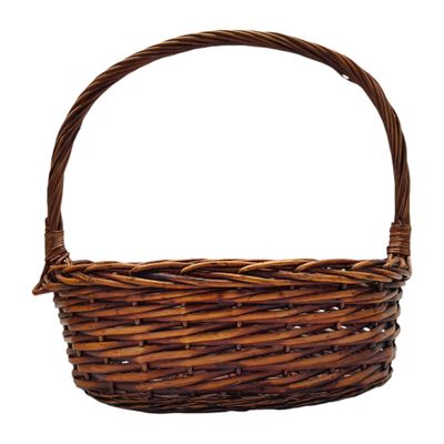 Single Handle Oval Heavy Willow Basket Dark Brown 22102 (LG)