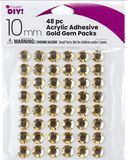 48pc 10mm  Acrylic Adhesive Gems Gold