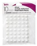 48pc 10mm Acrylic Adhesive Pearls White