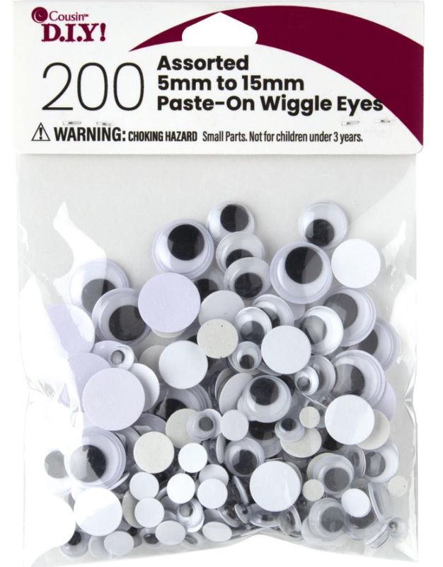 200pc 5mm - 15mm Paste-On Googly Eyes