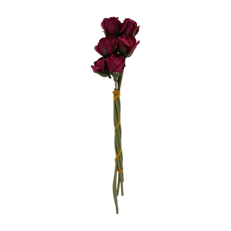 14.5&quot; Rosebud Bundle x6 w/1.5&quot; Heads Burgundy