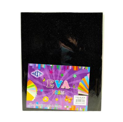 10pc 9.5&quot;x12&quot; Glitter Foam Sheet Black