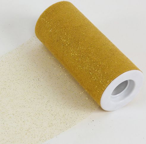 6&quot;x25yd Glitter Tulle Gold