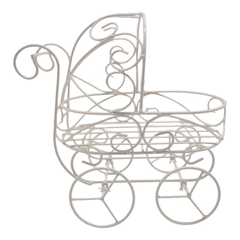 12&quot; Metal Wired Baby Carriage White