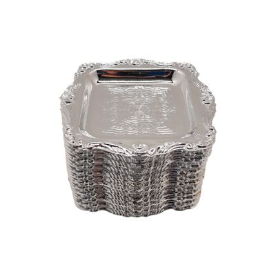 12pc 3&quot; Square Plastic Trays Silver