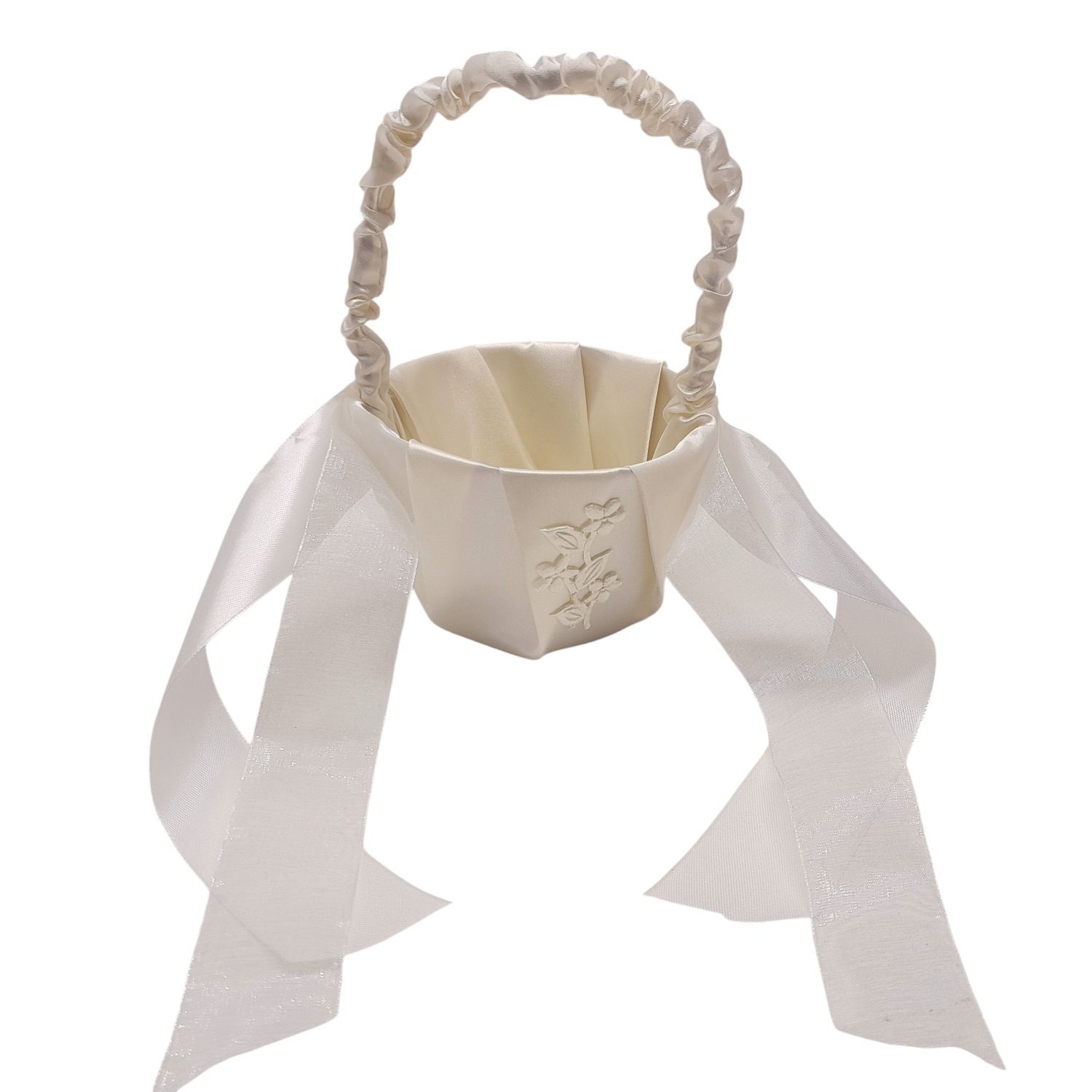 8.5&quot; Flower Girl Basket Ivory