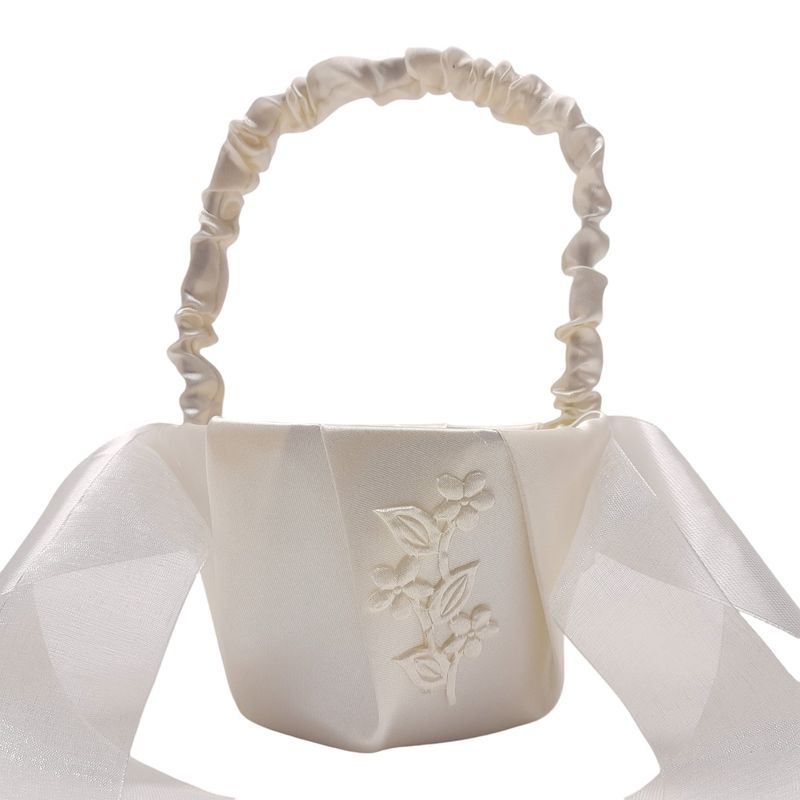 8.5&quot; Flower Girl Basket Ivory