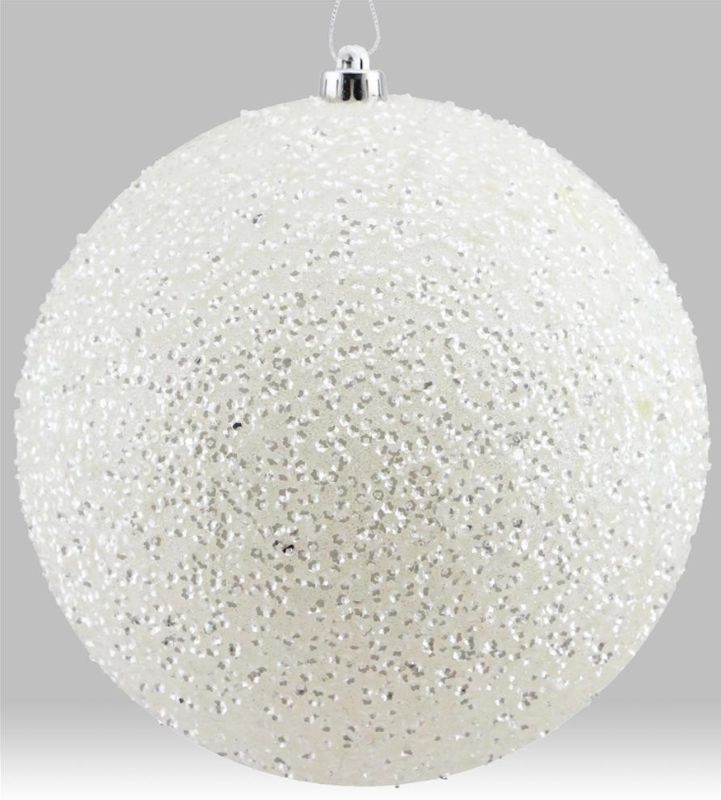 100mm Sequin/Glitter Ornament White