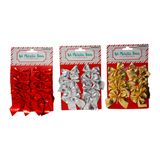 8pc 2.17&quot;x2.36&quot; Metallic Christmas Bows Assorted