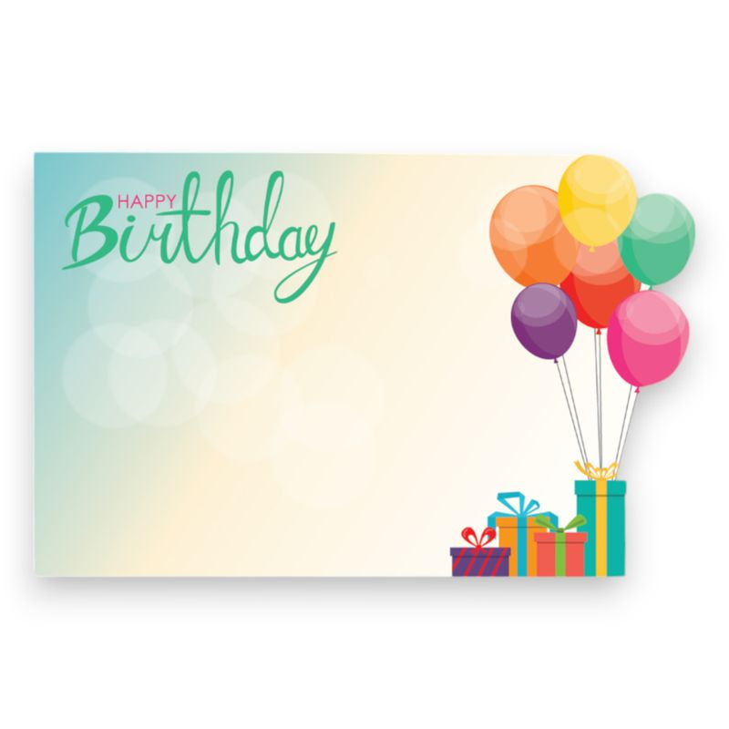 50pc 3-1/2″x2-1/4″ Enclosure Cards Happy Birthday (Balloons &amp; Gifts)