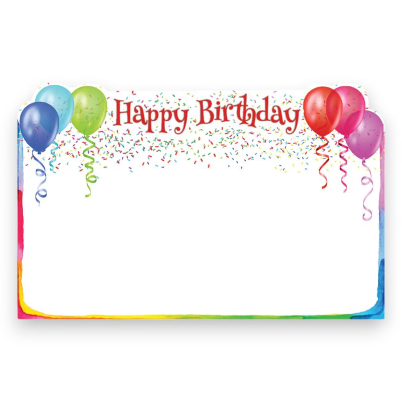 50pc 3-1/2&quot;x2-1/4&quot; Enclosure Cards Happy Birthday (Balloon Corners)