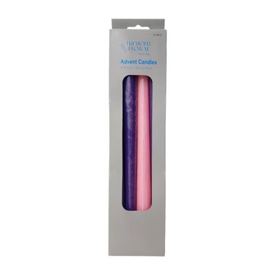 4pc 12″ Advent Taper Candles Pink/Purple