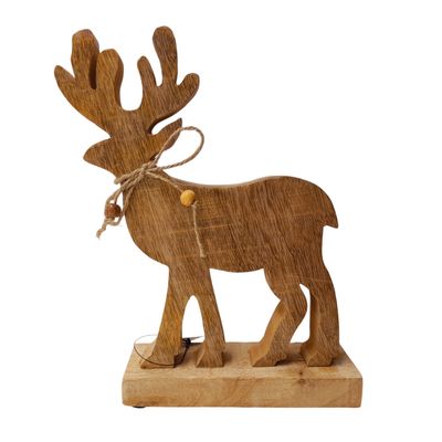 6.5&quot;x8.5&quot; Mango Wood Deer On Base Natural